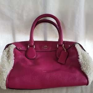 Vintage Fushia ,creme fur coach bag